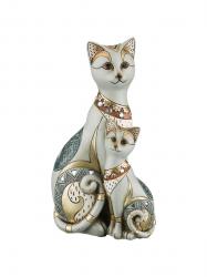 Статуэтка Белая Кошка с Котёнком (15.5x9.5x28 см)